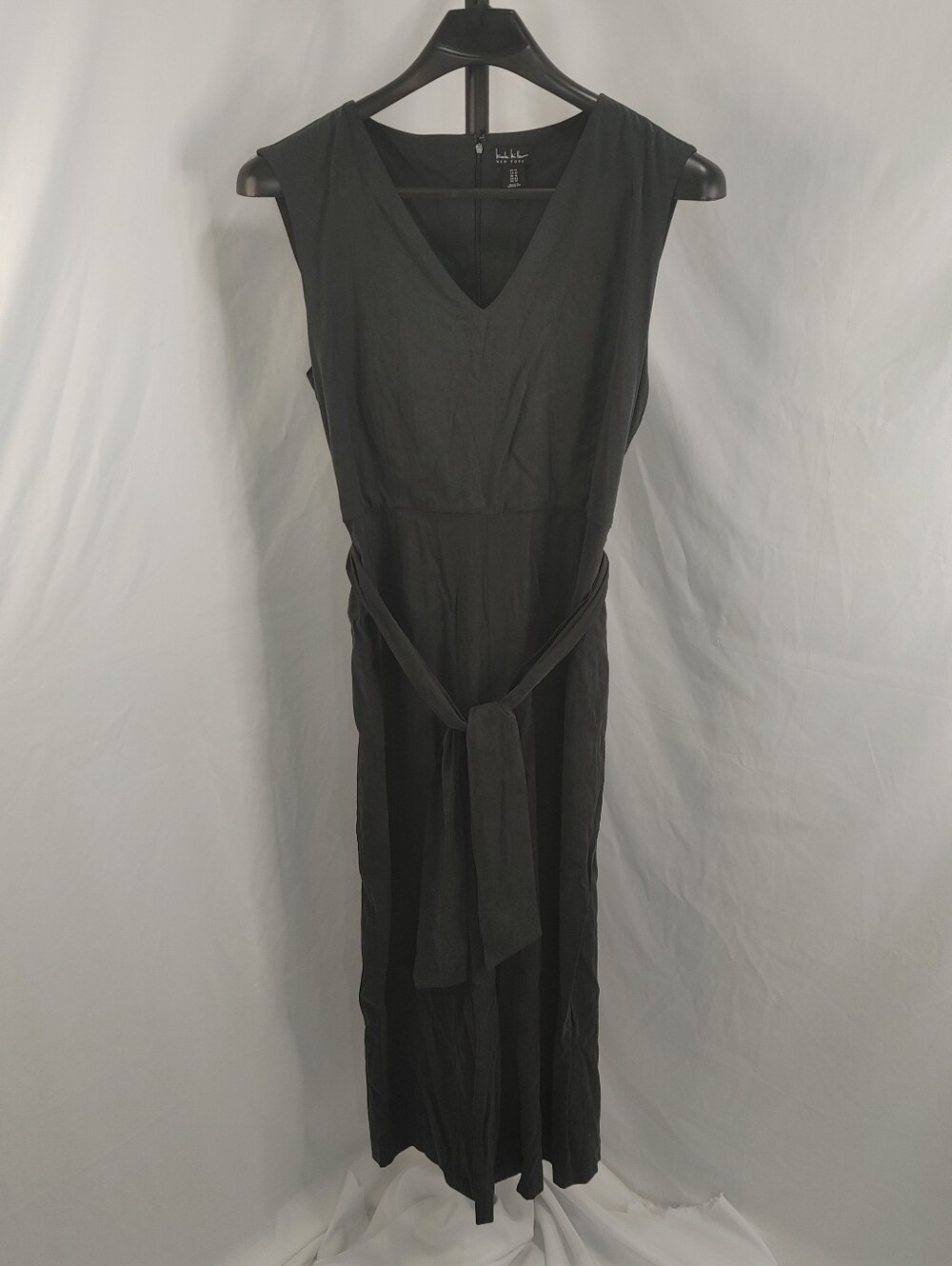 Nicole Miller New York Black Tie Waist Jumpsuit Size 12 NWOT - Picture 2 of 15
